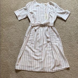 NWT Adorable White and Muted Red Striped Dress